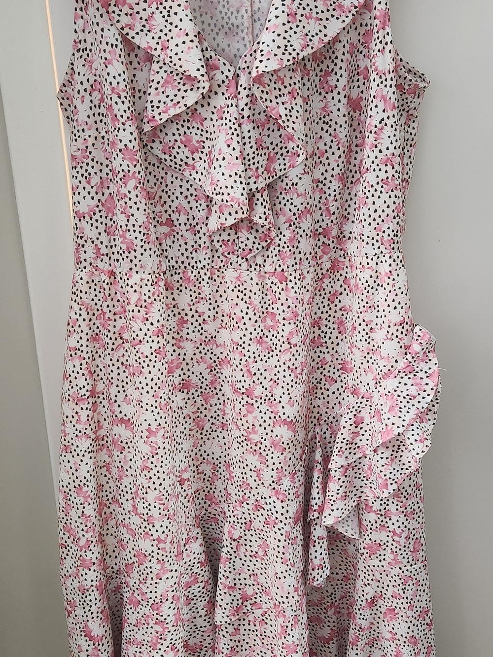 Eloquii  Pink White and Black Floral Print Dress